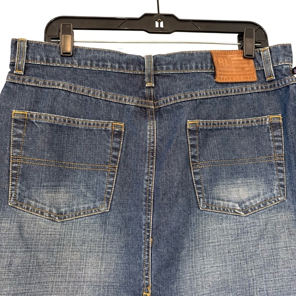 POLO Jeans Company 90s Racer Knee Denim Skirt Flag Logo, Sz 12 - Picture 6 of 15